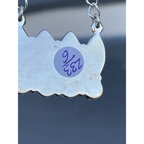 White Buffalo Turquoise Sterling Silver Cluster Necklace Southwestern - Picture 7 of 11